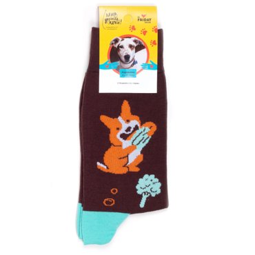 Носки унисекс St Friday Корги ест овощи коричневые 38-41 499₽