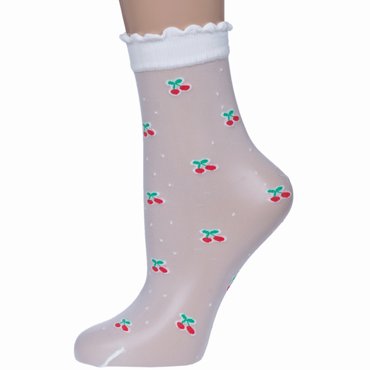 Носки женские Gabriella 709 VERY CHERRY белые one size 595₽