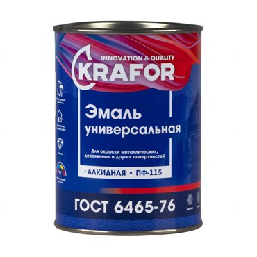 Эмаль ПФ-115 универсальная Krafor алкидная глянцевая 08 кг светло-голубая 720₽