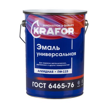 Эмаль ПФ-115 универсальная Krafor алкидная глянцевая 6 кг серая 1946₽