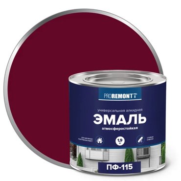 Эмаль Proremontt ПФ-115 винно-красный RAL 3005 27кг 1092₽