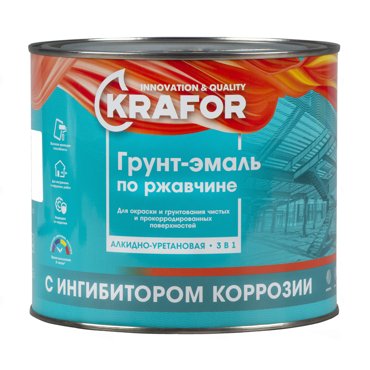 Грунт-эмаль по ржавчине 3 в 1 Krafor алкидная глянцевая 1 9 кг серая 1730₽