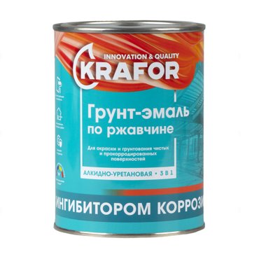 Грунт-эмаль по ржавчине 3 в 1 Krafor алкидная глянцевая 1 кг желтая 1004₽