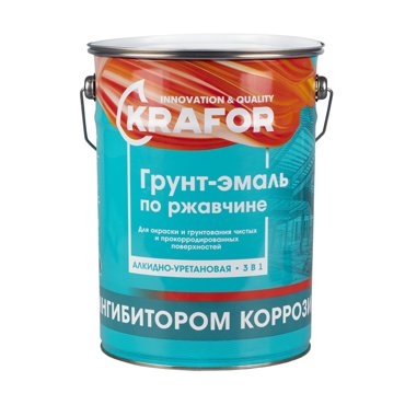 Грунт-эмаль по ржавчине 3 в 1 Krafor алкидная глянцевая 5 5 кг красно-коричневая 3452₽