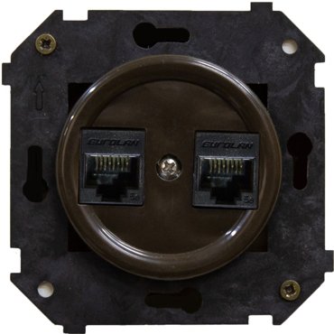 BIRONI Розетка компьютерная двойная BIRONI Шедель RJ45 категории 5 Коричневая 1292₽