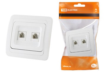 Розетка компьютерная RJ-45 TФ RJ-11 белая Валдай TDM 481₽