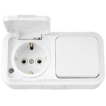 Блок Bylectrica 1 выключатель розетка ОУ IP54 серия ПРАЛЕСКА АКВА белый В-РЦ-653 749₽