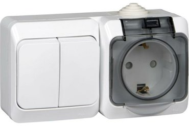 Блок ОП Этюд 2-кл выкл евророз защ шторки IP44 бел SchE BPA16-242B 1049₽