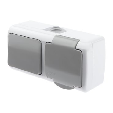 Блок розетка с выкл Intro Atlantic 5-701-03 однокл 2PE 1016А-250В IP54 серый 782₽