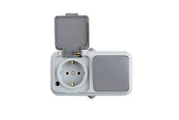 Rexant Выключатель одноклавишрозетка IP54 выключ 10А розетка сз 16А 550₽