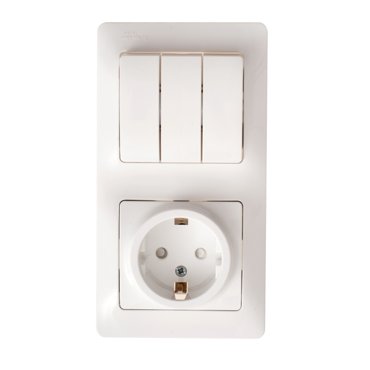 Выключатель с сетевой розеткой Schneider Electric Glossa GSL000178 3-клавишный белый 570₽