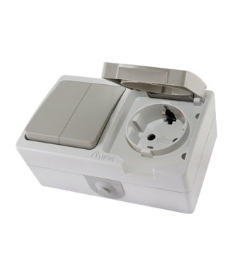 Выключатель с сетевой розеткой TDM ELECTRIC Вуокса SQ1803-0012 IP54 755₽