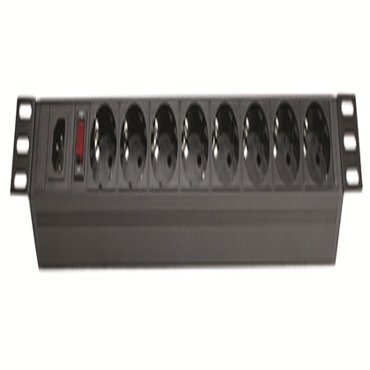 Блок розеток для 19дюймовых шкафов 8 розеток Schuko выключатель DKC R519SH8OPSHC14 7460₽