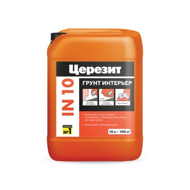 Грунтовка под обои и покраску Церезит IN 10 Интерьер 10 л финишная 1659₽