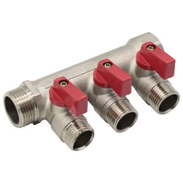 Коллектор с отсекающими шаровыми кранами 3 выхода 1 x 12 EUST3042285 3х1х12_k 2779₽