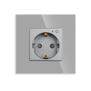 Умная встроенная розетка с Алисой от Яндекс Tuya WiFi 16А с таймером стеклянная серая с го 1490₽