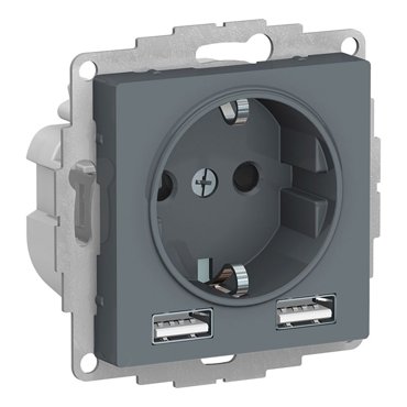 Розетка комбинир встраиваемая Schneider Electric AtlasDesign SO с USB-А евро грифель 7199₽