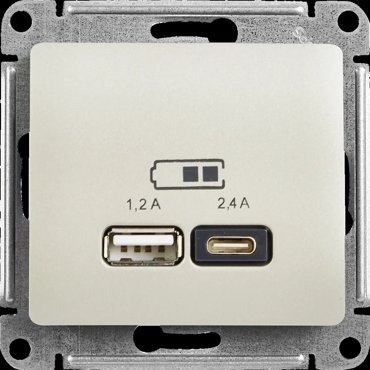 Розетка USB AС встраиваемая Schneider Electric Glossa цвет платина 9000₽