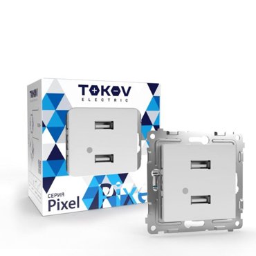 Розетка USB TOKOV ELECTRIC Pixel 2 места тип AA 5В 1х21А 2х105А белый 50000₽