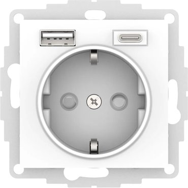 SE AtlasDesign Белый Розетка 16А с USB AC 5В24А3 А 2х5В15А мех арт ATN000132 1ш 6500₽