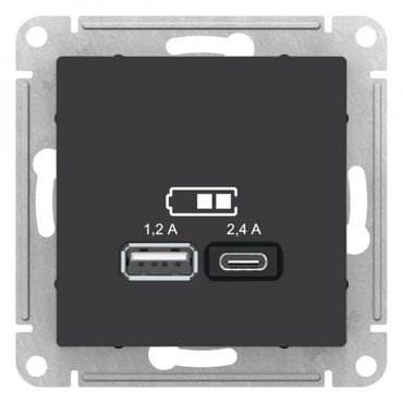 SE AtlasDesign Карбон USB AС 5В24А 2х5В12 А механизм арт ATN001039 1шт 9900₽
