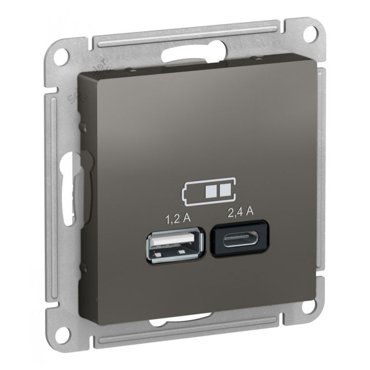 USB-розетка встраиваемая Schneider Electric AtlasDesign АС сталь 6099₽
