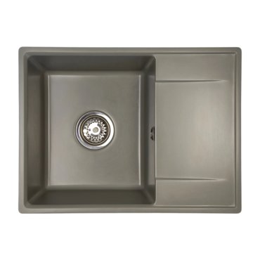 Мойка врезная Delinia прямоугольная 59x44x21 см кварц цвет серый 17091₽