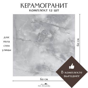 Керамогранит на пол и на стену Davkeramika Neo Orion Ice 60x60 полированный 432м2 11699₽