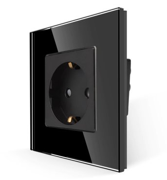 Встраиваемая электрическая розетка Terem Techno VS-ROZ одиночная черная 714₽