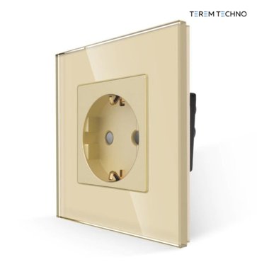 Встраиваемая электрическая розетка Terem Techno VS-ROZ одиночная золотая 714₽