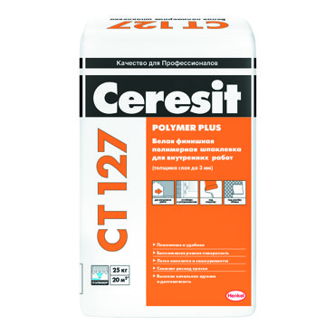 Шпаклевка Ceresit CT 127 полимерная для внутренних работ белая 25 кг 1848₽