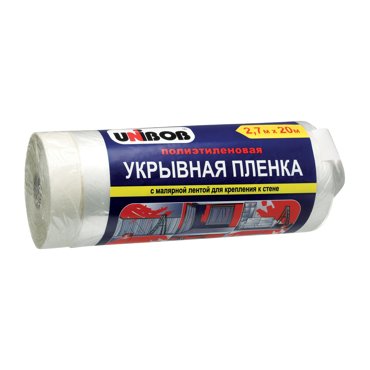 Пленка укрывная с малярной лентой UNIBOB 27м х 20м 10 мкм 430₽