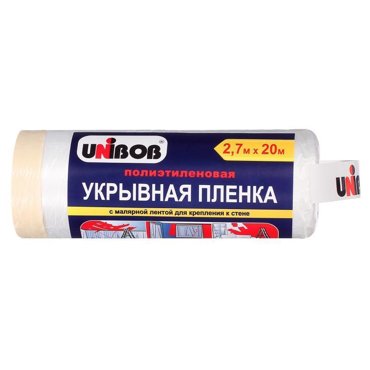 Полиэтиленовая укрывная пленка Unibob с малярной лентой 27х20 метров 2170₽