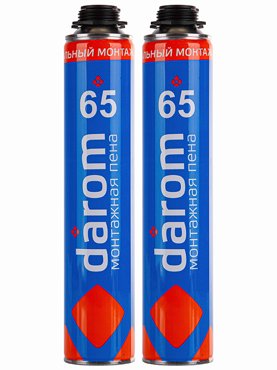 Полиуретановая летняя монтажная пена DAROM 65 профессиональная 850 мл 2 шт 1340₽