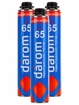 Полиуретановая летняя монтажная пена DAROM 65 профессиональная 850 мл 3 шт 1970₽