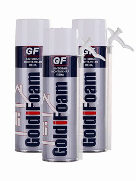 Монтажная бытовая пена GoldiFoam mini 650 мл с трубкой-адаптером 3 шт 1475₽