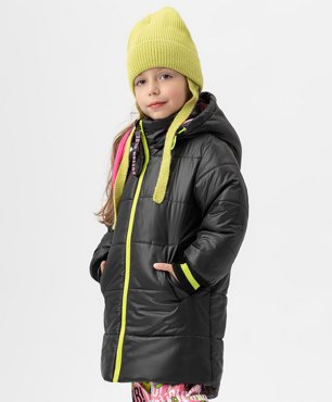 Пальто демисезонное с капюшоном черное Button Blue 222BBGMC45020800 р128 4500₽