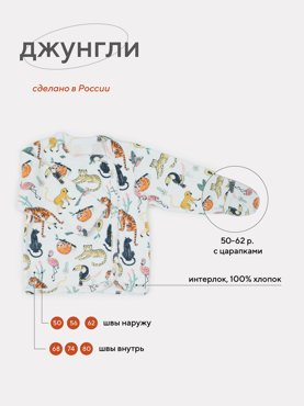 Распашонка на кнопках с запахом Топотушки Джунгли 5387-68 299₽