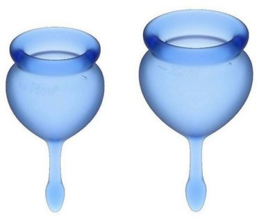 Набор синих менструальных чаш Satisfyer Feel good Menstrual Cup 2 шт 1493₽
