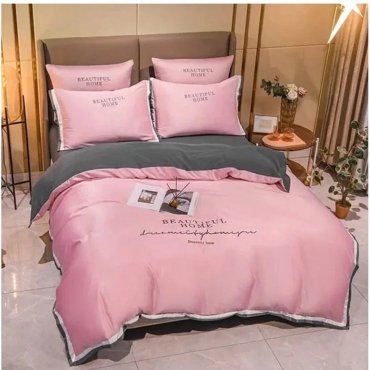 Комплект постельного белья Home Textile Сатин Евро наволочки 50x70 70x70 Розово Серый 4590₽