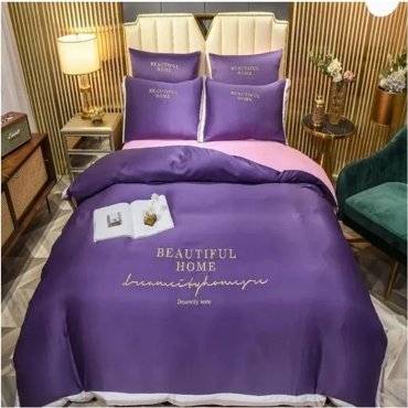 Комплект постельного белья Home Textile Сатин Евро наволочки 50x70 70x70 Розово Сиреневый 4590₽