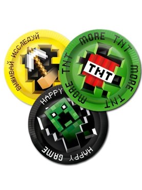 Набор бумажных одноразовых тарелок Майнкрафт 6 шт 23 см МОСШАР 186₽