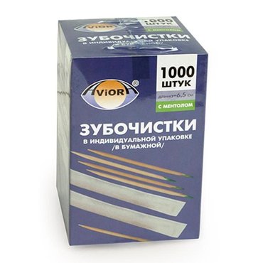 Зубочистки БАМБУКОВЫЕ в индивидуальной бумажной упаковке С МЕНТОЛОМ 1000шт AVIORA 401609 631₽