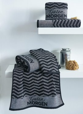 Полотенце махровое Guten Morgen Melange зигзаг серый 830₽