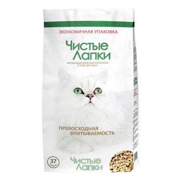 Впитывающий наполнитель Чистые Лапки древесный 135 кг 37 л 1549₽