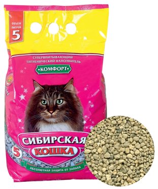 Впитывающий наполнитель Сибирская кошка Комфорт глиняный 5 л 657₽