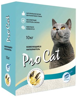Комкующийся наполнитель Pro Cat Vanilla из экстра белой глины 10 кг 40 л 2498₽