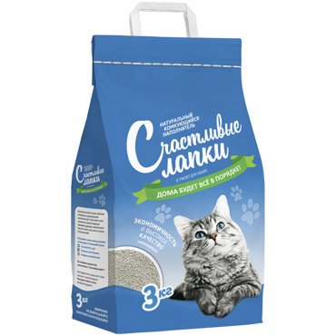 Комкующийся наполнитель Счастливые Лапки бентонитовый 3 кг 610₽