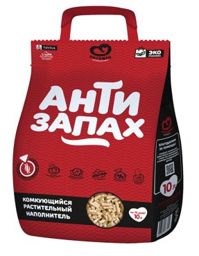 Комкующийся наполнитель Антизапах растительный 10 л 1334₽