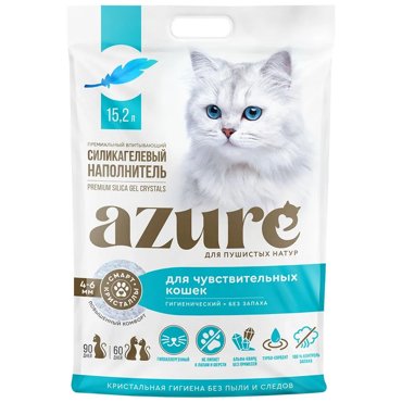 Наполнитель для кошачьего туалета Azure впитывающий силикагелевый без запаха 152 л 2549₽